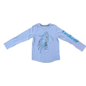 Carhartt Girls Purple/Blue Long Sleeve Shiny Horse T-Shirt Size M
